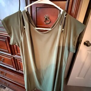 Olive Green Women's Cold Shoulder  Top by NY Collection